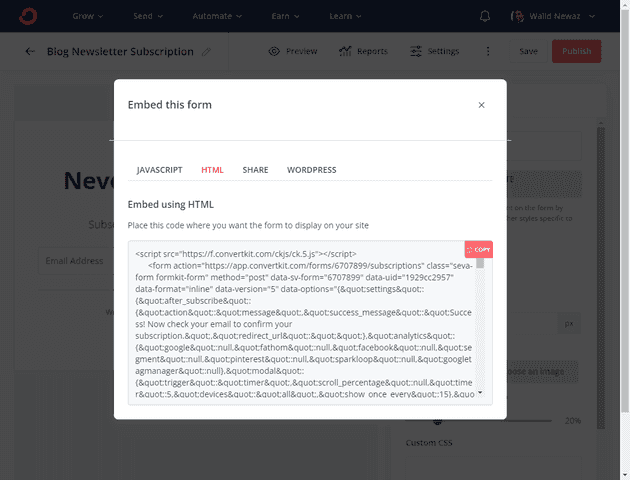 Newsletter subscription form html