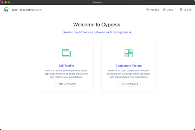 Cypress Welcome Screen