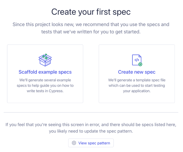 Cypress create new spec